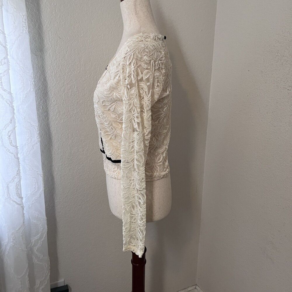 Vintage Y2K Lacey Top Women Large Feminine Ivory Coquette Bridgerton USA Made - Picture 3 of 8